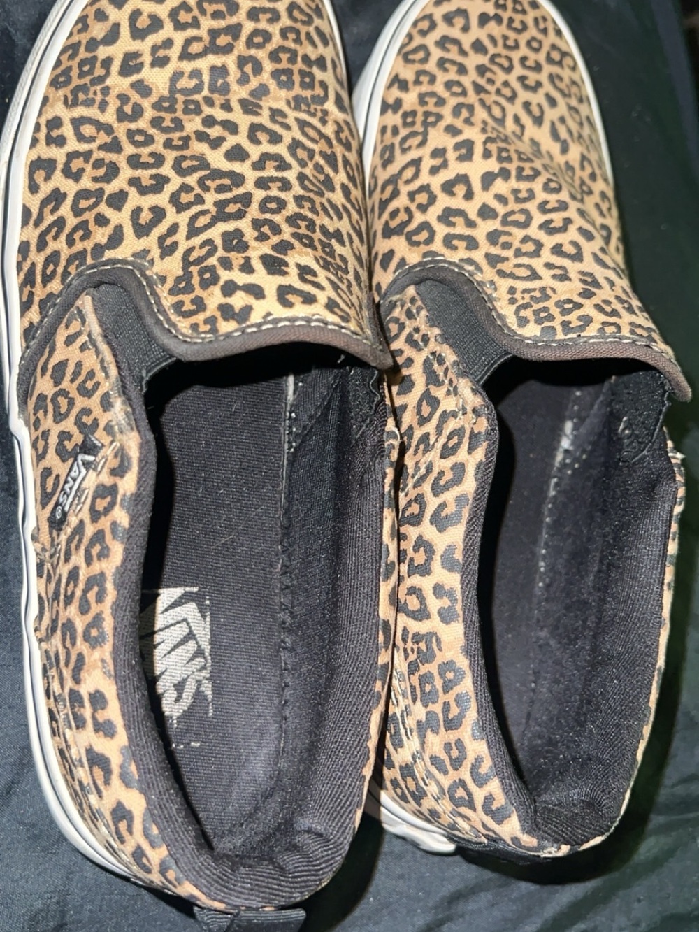 Vans Kids Leopard Print Slip-On Sneakers - Brown/Black